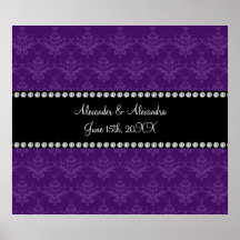 El boda favorece el damasco púrpura posters
