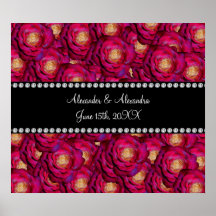 El boda favorece los rosas rosados marrón poster