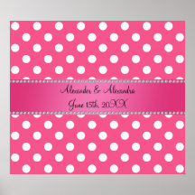 El boda favorece lunares blancos rosados posters