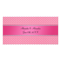 El boda favorece lunares rosados tarjetas con fotos personalizadas