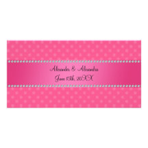 El boda favorece lunares rosados tarjetas con fotos personalizadas