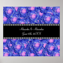 El boda favorece rosas azules poster