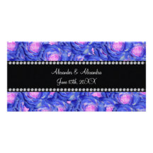 El boda favorece rosas azules tarjetas fotograficas 