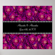 El boda favorece rosas púrpuras posters