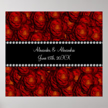 El boda favorece rosas rojos poster