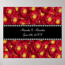 El boda favorece rosas rojos posters