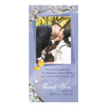 El boda floral azul de dos corazones le agradece P Tarjeta Fotografica
