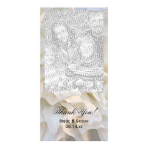 El boda floral blanco le agradece tarjeta de la fo tarjeta fotografica personalizada