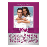 El boda floral de plata púrpura de la FOTO del mon Invitacion Personalizada