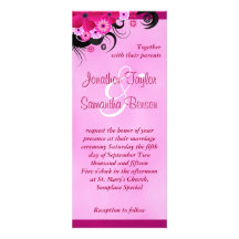 El boda floral del hibisco fucsia invita a 4 a x 9 comunicados personalizados