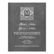 El boda inspirado pizarra del monograma invita comunicado personal  