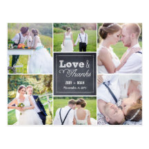 El boda marcado con tiza del collage le agradece c postales
