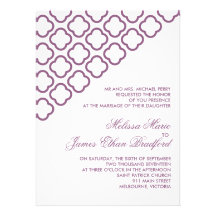 El boda moderno de encargo del quatrefoil invita invitacion personalizada