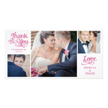 El boda moderno de la caligrafía le agradece carda tarjeta fotografica personalizada