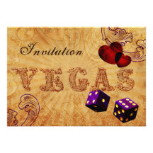 el boda púrpura de Vegas del vintage de los dados  Invitación Personalizada