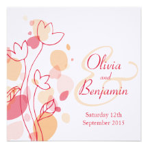 El boda rojo de los pétalos modernos gráficos de l invitación personalizada