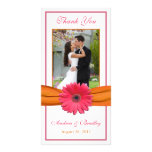 El boda rosado de la margarita del Gerbera le agra Tarjetas Fotográficas Personalizadas