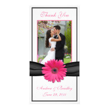 El boda rosado de la margarita del Gerbera le agra Tarjetas Fotograficas Personalizadas