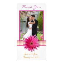 El boda rosado de la margarita del Gerbera le agra Tarjetas Fotográficas Personalizadas