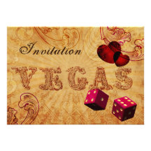 el boda rosado de Vegas del vintage de los dados i Invitacion Personalizada
