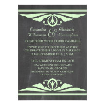 El boda verde de la pizarra de Deco invita Invitacion Personalizada