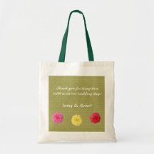 El boda verde floral le agradece empaquetar bolsa