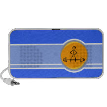 El Bodybuilding; azul y naranja Laptop Altavoz