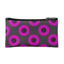 El bolso cosmético florece negro floral de las ros