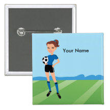 El botón ilustrado fútbol del chica