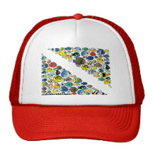 El buceador de Scubadorable abajo señala por medio Gorras