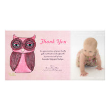 El búho de la niña le agradece plantilla Photocard Plantilla Para Tarjeta De Foto