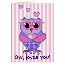 El búho le ama tarjeta del el día de San Valentín 
