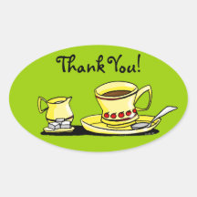 El café de la mañana le agradece calcomanías ovaladas personalizadas