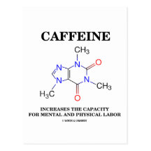 El cafeína aumenta el trabajo mental de la comprob tarjetas postales