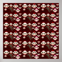 El calcetín rojo y rosado lindo Monkeys el modelo  Impresiones