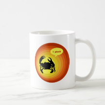 El cangrejo malhumorado dice que "pellizco". taza