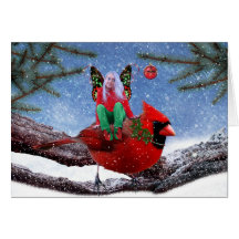 El cardenal y el navidad de hadas felicitación