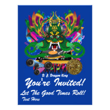 El carnaval D.J. Dragon rey visión hace alusión po Invitación Personalizada