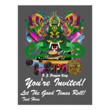 El carnaval D.J. Dragon rey visión hace alusión po Invitación Personalizada