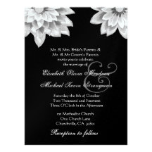 El casarse blanco y negro de las margaritas GRANDE Invitacion Personalizada