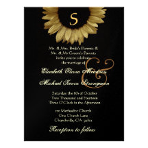 El casarse coloreado oro antiguo del girasol GRAND Invitaciones Personales