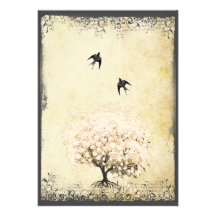 El casarse de los pájaros del vintage del árbol de anuncios  