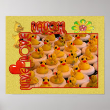 El caucho vivo de la risa del amor Ducks el poster