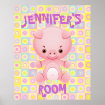 El cerdo rosado lindo embroma el poster
