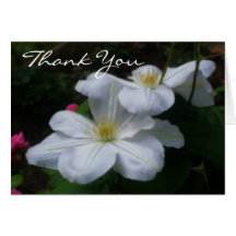 El Clematis blanco suave floral le agradece cardar Tarjetón