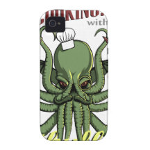 El cocinar con Cthulhu Vibe iPhone 4 Carcasas