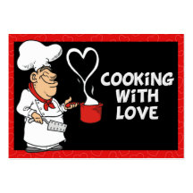 El cocinar con la tarjeta de visita del amor