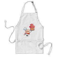 El cocinero orgulloso soporta la torta delantales