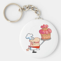 El cocinero orgulloso soporta la torta llaveros personalizados