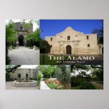 El collage de Álamo, San Antonio, Tejas Posters
